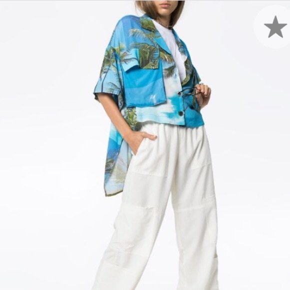 NATASHA ZINKO HAWAII PRINT CREPE OVERSIZED SHIRT - Picture 2 of 8